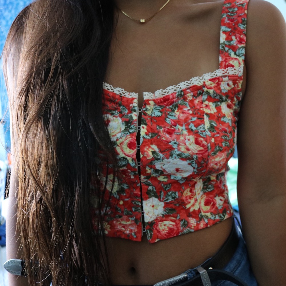 floral button up bralette